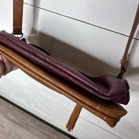 American Eagle Outfitters Tassel Crossbody Bag Brown Burgundy - Picture 7 of 11